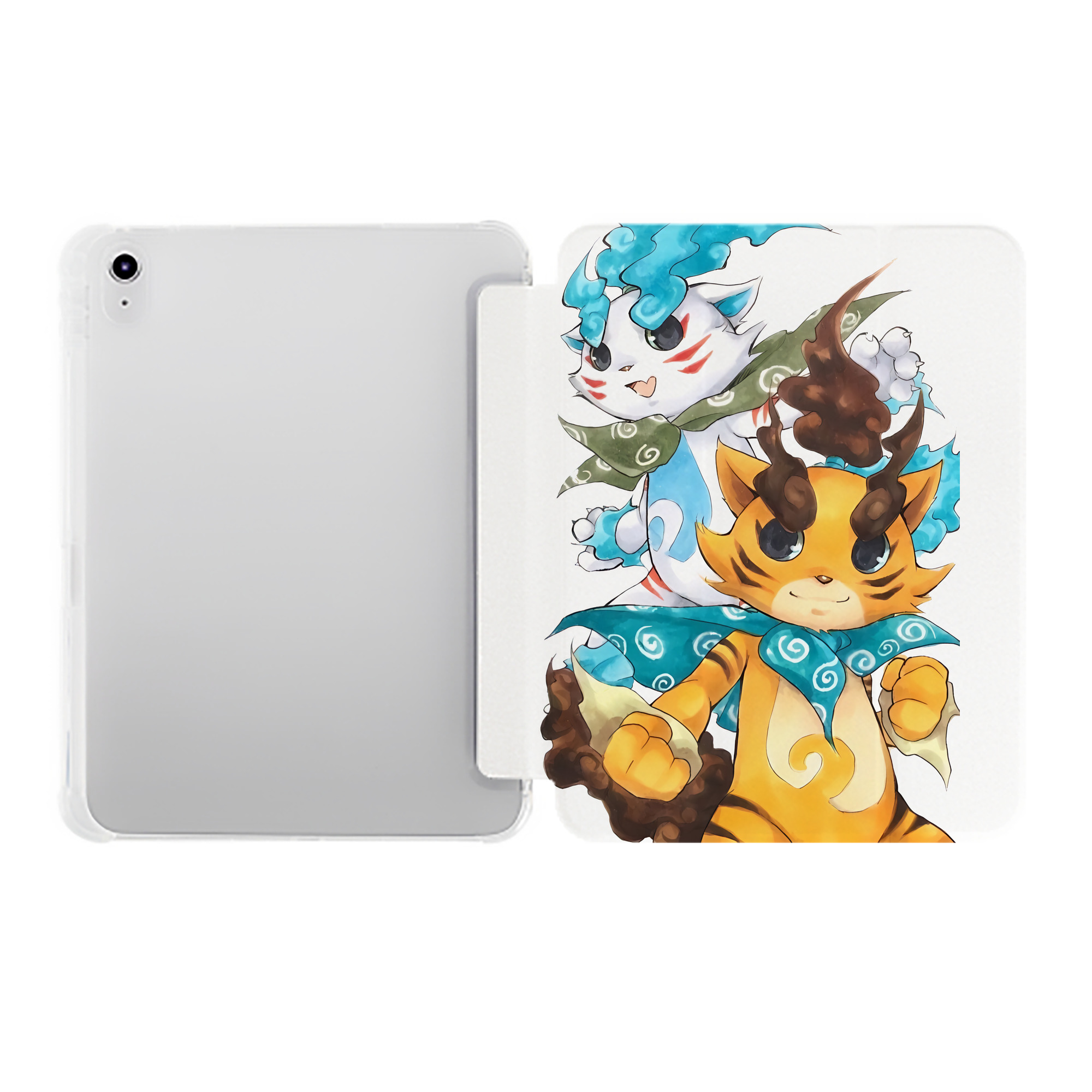 （画像用） 妖怪ウォッチ Yo-kai Watch IPad ケース ペン収納付き 三つ折りスタンド PUレザー×シリコン 対応機種9.5/10.5/10.9インチ